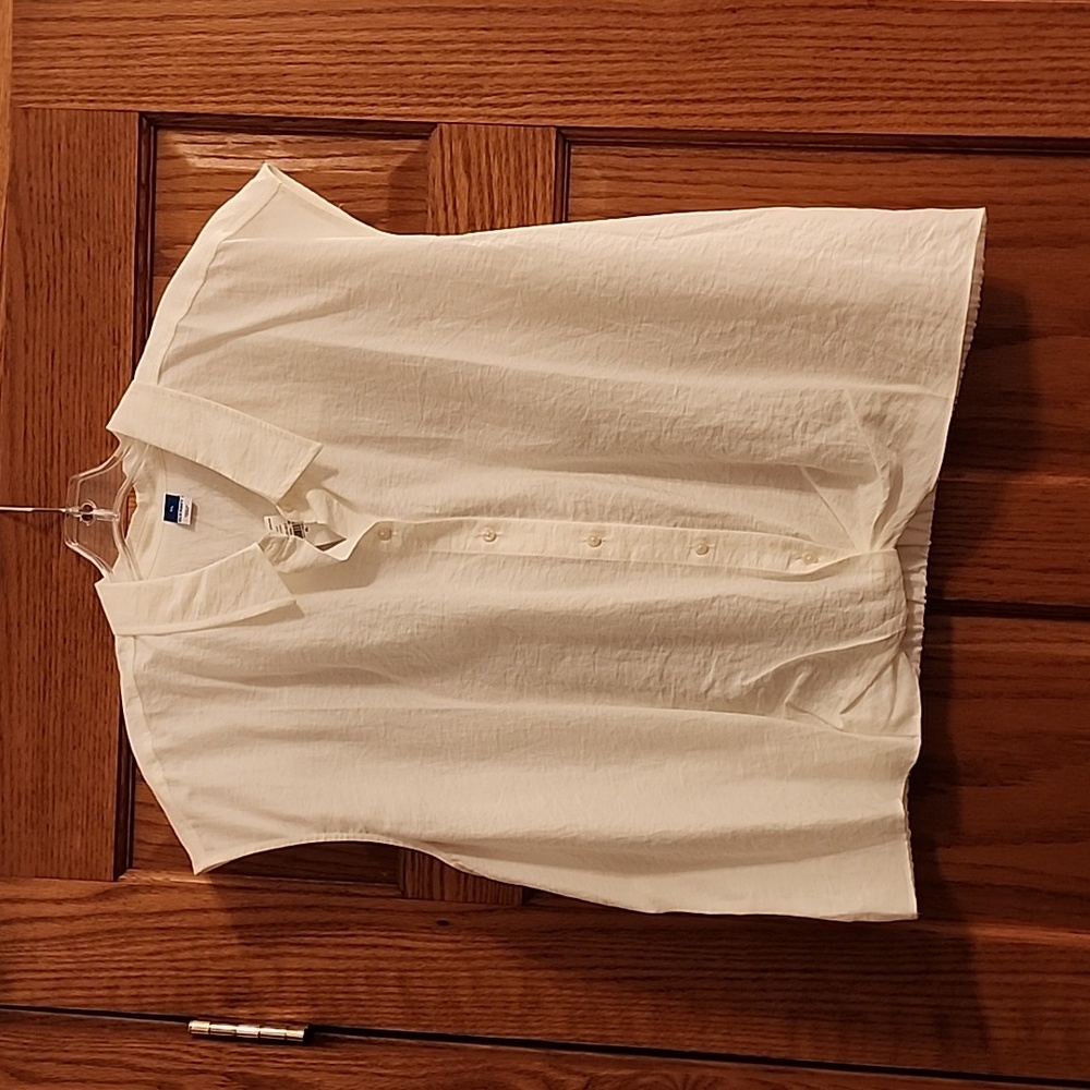 Sleeveless button up shirt.